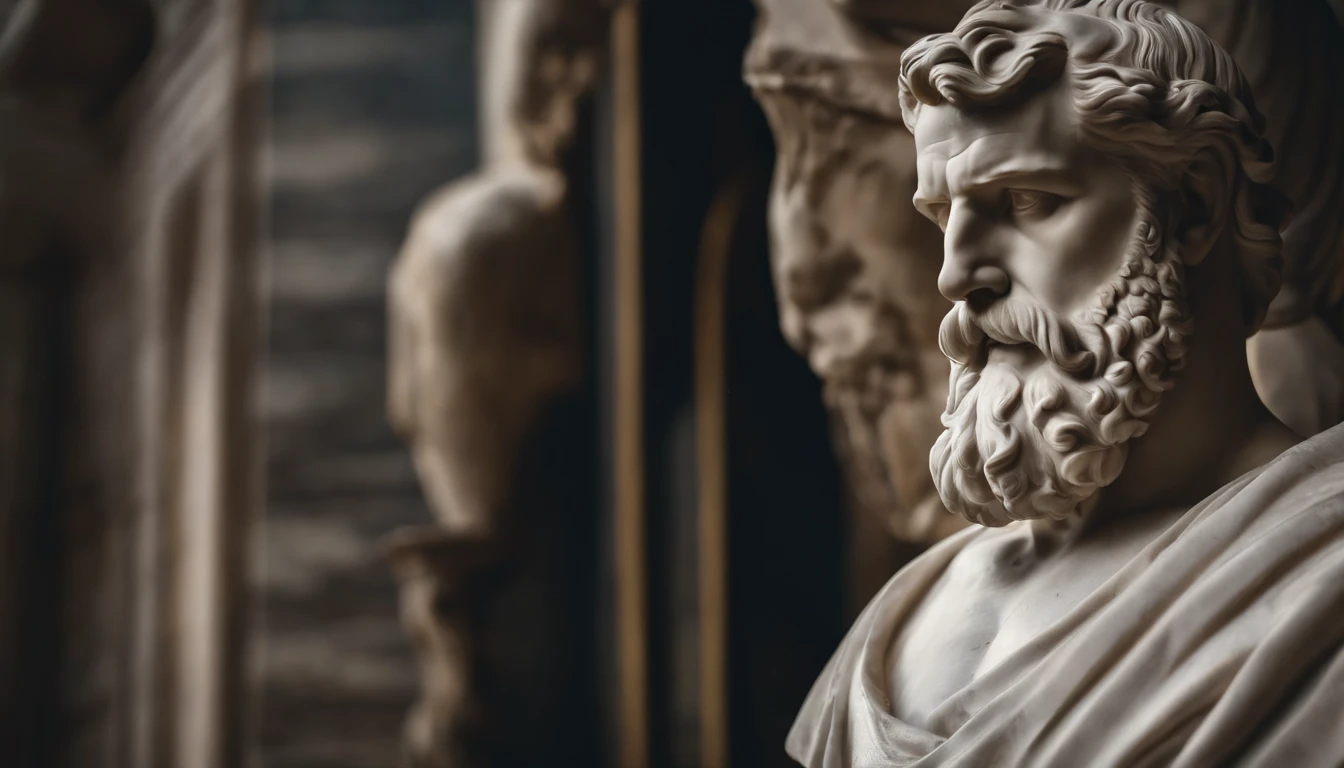 a close up of a statue of a man with a beard, a marble sculpture by Pogus Caesar, pixabay contest winner, classical realism, masculine, marble sculpture, chiaroscuro