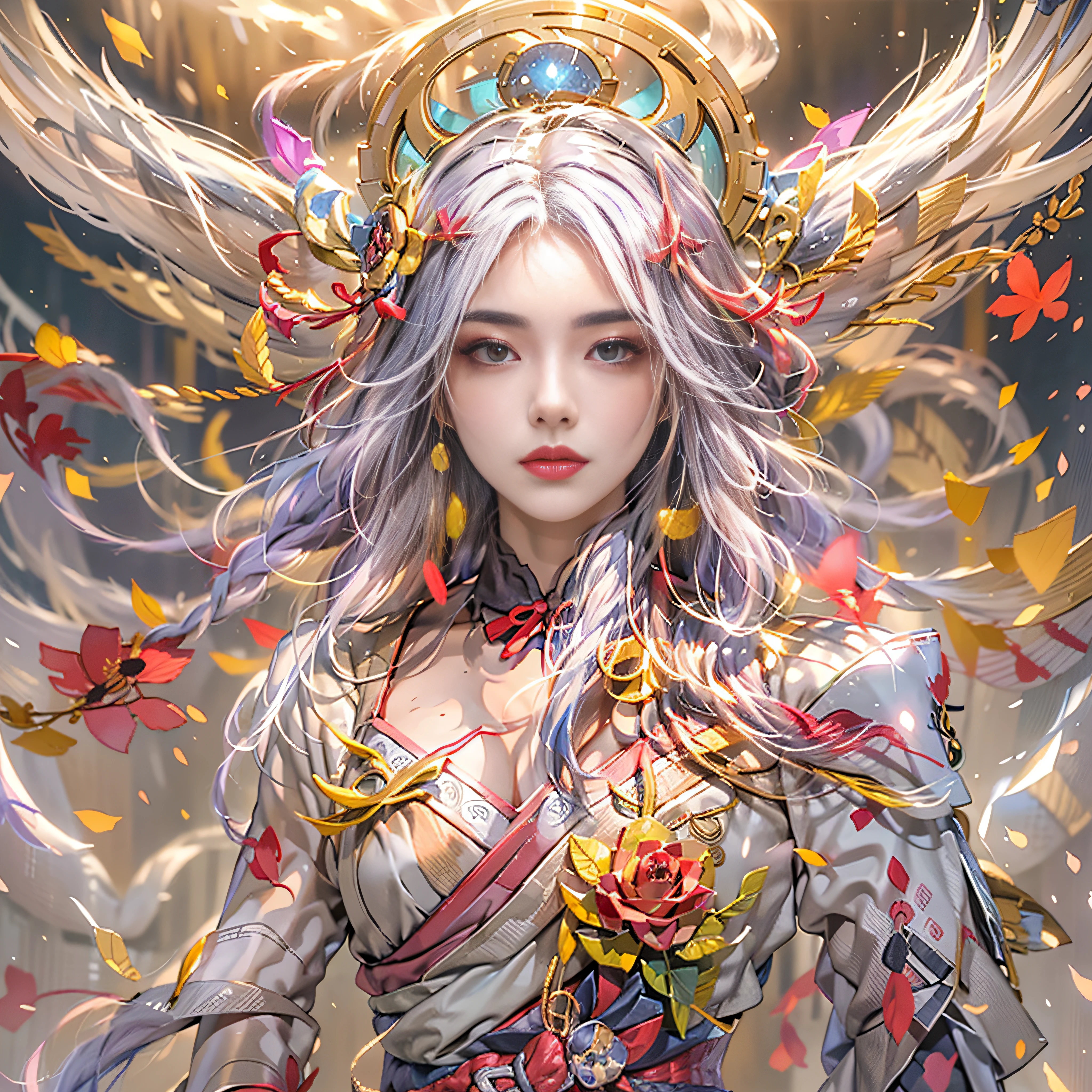 (masterpiece:1.2)、top-quality、(illustratio:1.2)、ornate decorations、(Masterfully crafted Glow、lensflare)、(ultra-detailliert)、Hyper-detailing、(delicate detail)、(intricate detailes)、(Cinematic Light、best quality backlight)、(Bioluminescent hair)、(radiant eyes)、(Dynamic:1.2)、((make - up))、absolutely eye-catching、prehistory、((Splash of colorful paint on background、dulux、))、((coustics))、dynamic ungle、(魅惑的)、(Intricately detailed cinematic:1.1)、Ambient Occlusion、ambient lights、ray tracing reflection、(The best lighting、extremely delicate and beautiful)、((Movie Light))、colourfull、powerfull、(Cinematic Masterpiece)、big dreamy eyes、perfectly proportions、perfectly drawn face、albedo、White hair、chain、comfy、Intense days々々々々々々々々々々々々々々々々々々々々々々々々々々々々、golden sky、seductiv、illustratio、Angels everywhere、yellow eyes、A red rose、chains、splashes of colour、smooth soft skin、the golden hour、Atmosphere、a park、nobara、bullets、Breathtaking、Ambient light coming from the sky、 chain、godrays、The halo、beautiful intricate colored hair、Symmetrical and soft lighting、concept-art、digitial painting、Take a peek at the scenery、realistic reflection、Soft and warm glow coming from tracers everywhere Amaterasu , Incarnation of the Sun, Supreme God of Japan, The god of ancient Japan and the deification of the sun. Ancestors of the Emperor of the Japan, Shinto deity of Japan, Amaterasu Colorful、highestdetailed Tsukiyomi Dojin, Tsukiyo Mizun, Moon incarnation, Supreme God of Japan, The god of ancient Japan and the deification of the moon. Ancestors of the Emperor of the Japan, Shinto deity of Japan, Amaterasu's sister, The background is the Japan shrine sisters, The background is a shrine of Japan Colossal tits plump udder