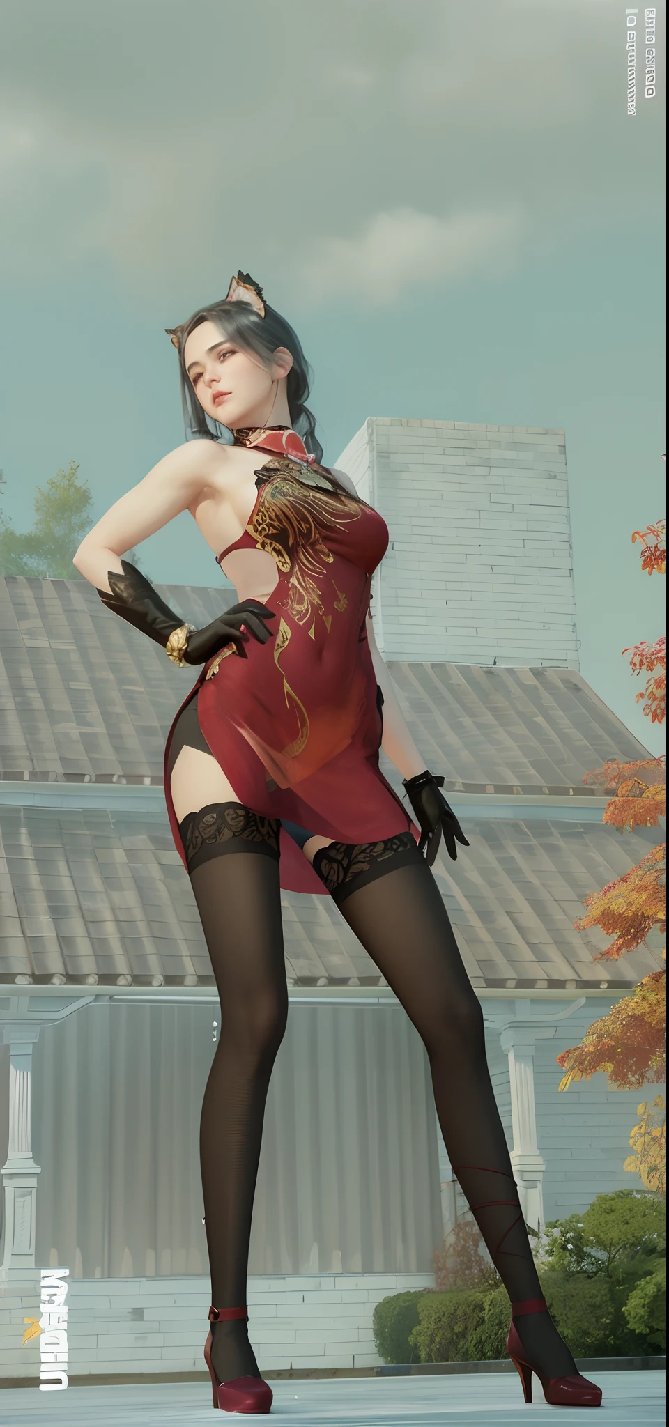 <lora:add_detail:0.5> <lora:copax_charm_eu:0.2> (1girl,3d, photorealistic,masterpiece, best quality), surprised, full body, seductive pose, in a forest,
big boobs,sdTifa, double bun, china dress, cleavage cutout, fishnet stockings, white high heels
<lora:tifa-nvwls-v1:0.6>