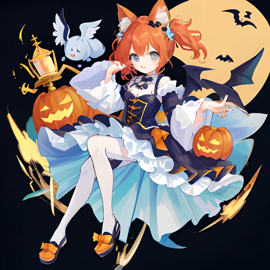 Halloween、Mascot character、Animals in clothes、full body Esbian、cute little、A sexy、