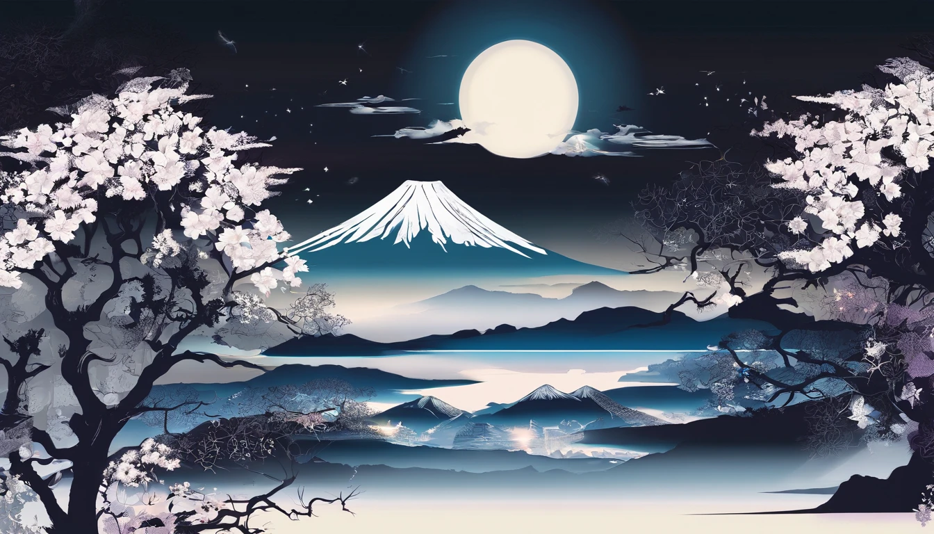 New Year's card、Mt fuji、morning glow、grand、Dynamic landscapes、New Year’s Day、1 moon、a picture、realisitic