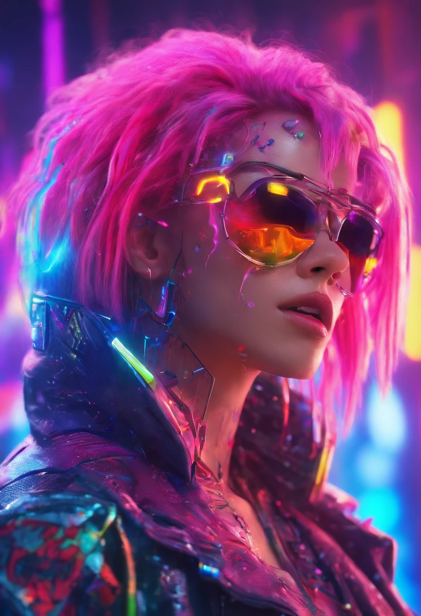 {{masterpiece}}, best quality, extremely detailed CG unity 8k wallpaper, cinematic lighting, lens flare, beautiful detail eyes, black, side glance, multicolor hair, colorful light, particles, heterochromia, (colorful:1.5), (colorful hair:1.5),