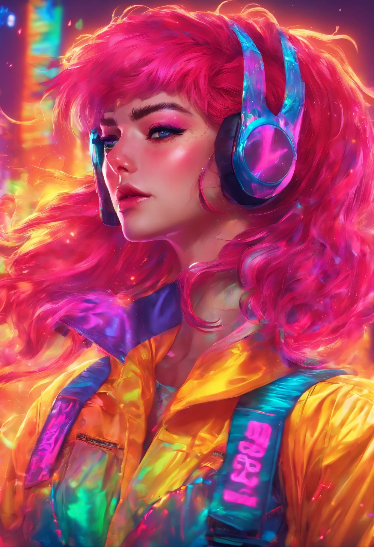 {{masterpiece}}, best quality, extremely detailed CG unity 8k wallpaper, cinematic lighting, lens flare, beautiful detail eyes, black, side glance, multicolor hair, colorful light, particles, heterochromia, (colorful:1.5), (colorful hair:1.5),