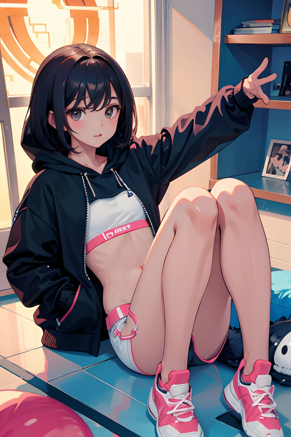 ,(masterpiece,Highest Quality),Sportsbra,Lightweight hoodie