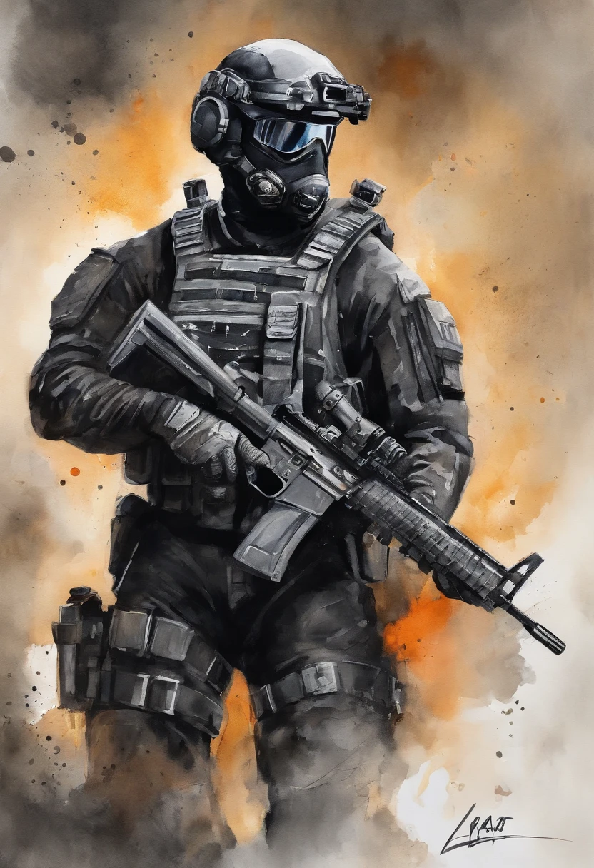 black SWAT outfit, mech pilot, male, dark skin, tired, rule of thirds, high quality background, ultra detailed scenery, ultra sharp focus, perfect professional photo
