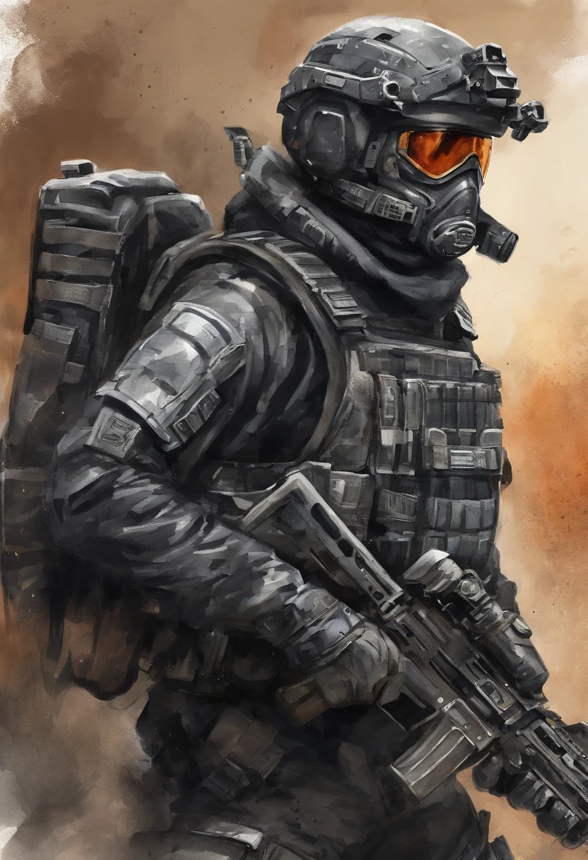black SWAT outfit, mech pilot, male, dark skin, tired, rule of thirds, high quality background, ultra detailed scenery, ultra sharp focus, perfect professional photo