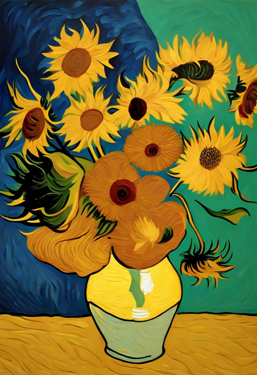 "make a realistic and impressive retelling of Van Gogh's sunflowers."