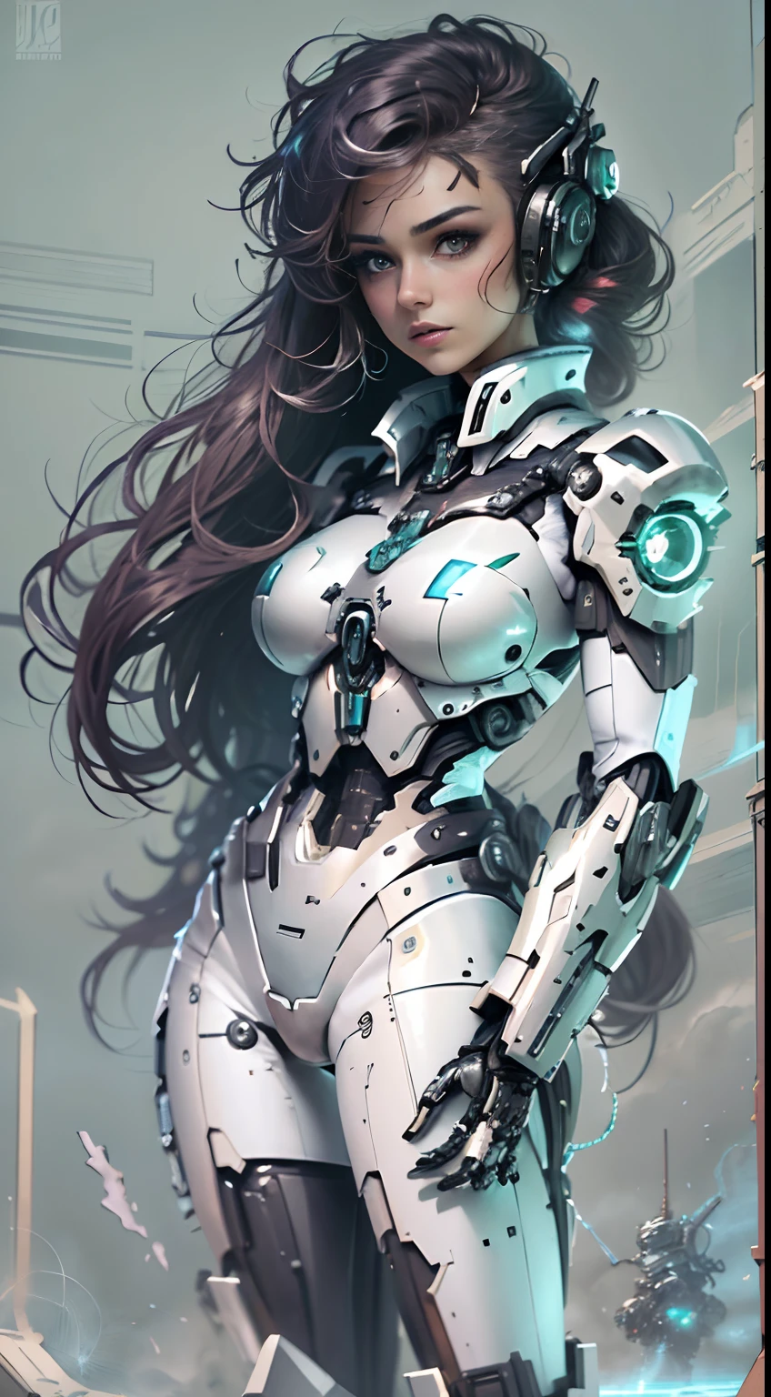 Anime cyber hybrid rhinoceros android girl