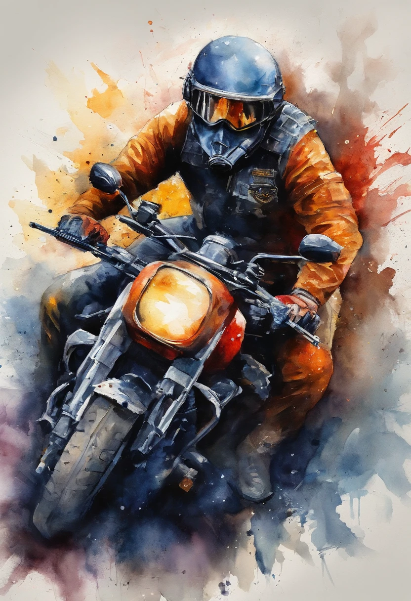 {{{fechar para cima}}}, {best quality}, {{master part}}, {A high resolution}, Original, papel de parede 8k extremamente detalhado, A man wearing a police motorcycle helmet, Exterminador do Futuro 2, Dia do Julgamento, science fiction writer style, aventura, mega cidade, Power of apprehension