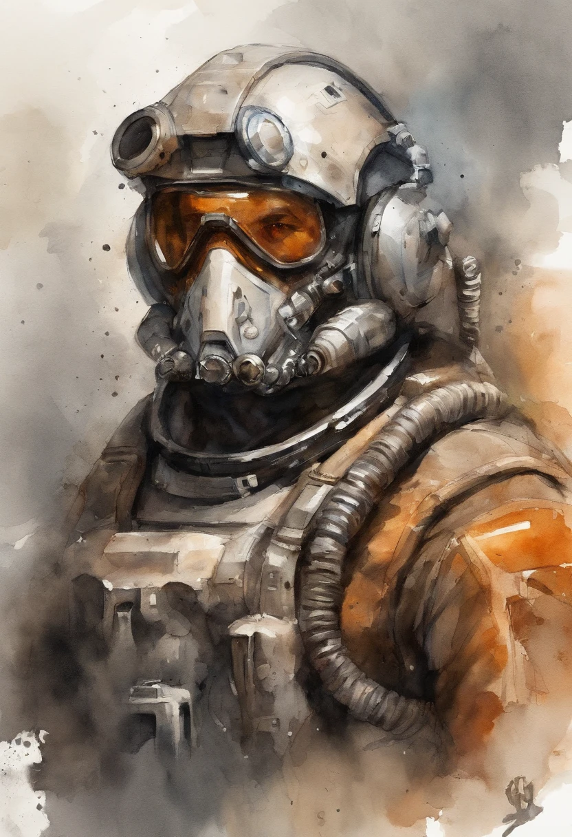 mech pilot, male, dark skin, white hair, tired, rule of thirds, high quality background, ultra detailed scenery, ultra sharp focus, perfect professional photo