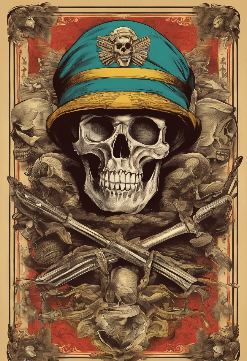 reggae, illustratio,Matte Effect[Matte Fukuto][Matt Fukuto], artistic,Singing, microphone, alcohol,skull, captain, Reggae skeletons are singing,livestream, banquet,wall paintings, goblet, a pirate, Skeleton Mask