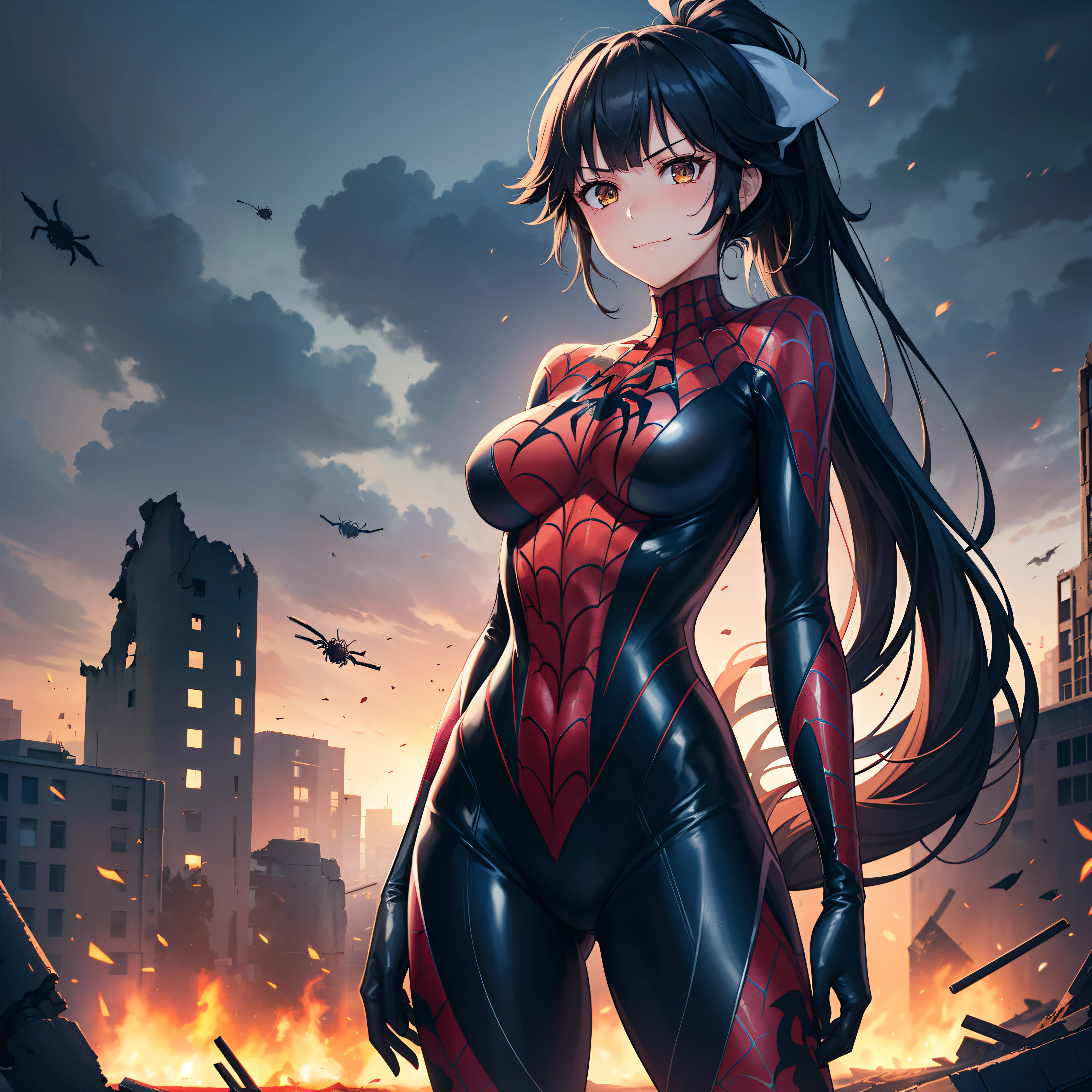 （Giant Elements、High resolution、High resolution、high quality、Accurate body structure、Detailed body）、(Devil woman destroys the city:1.6)
