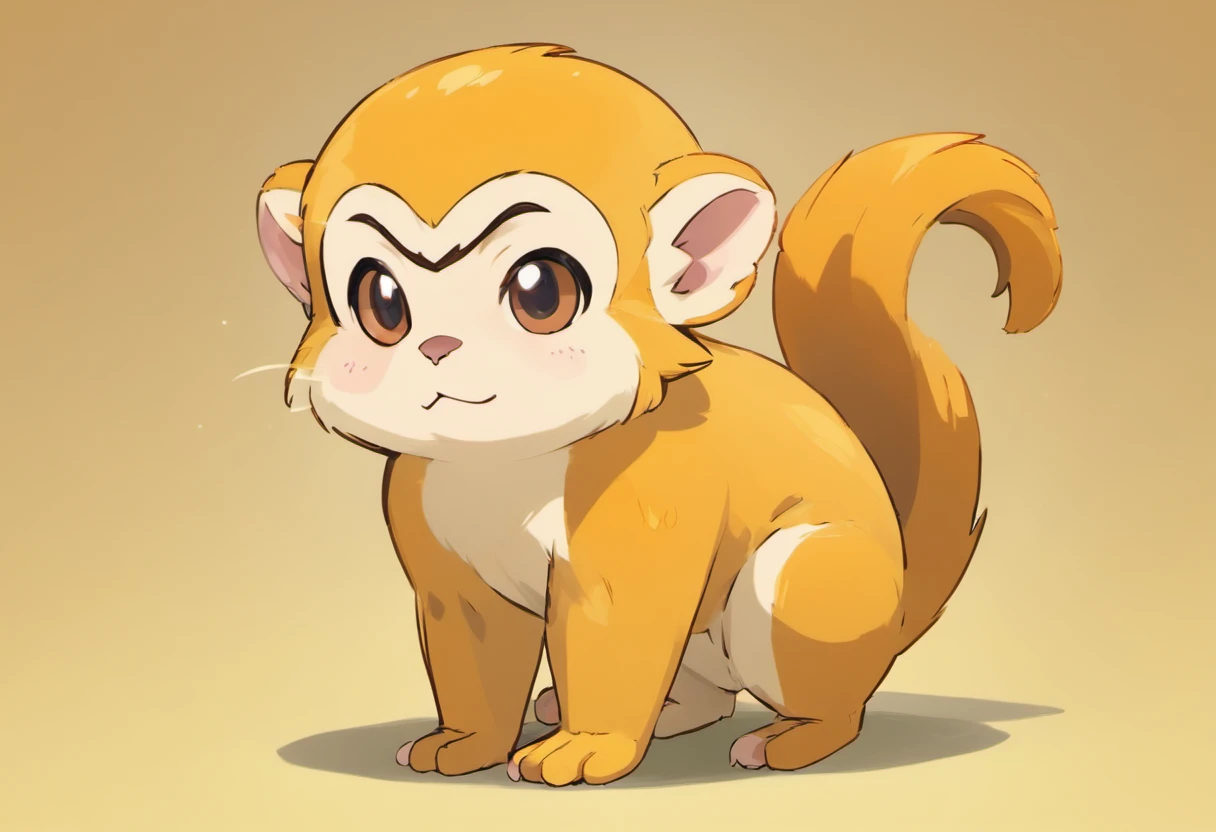 squirrel monkey, orange-brown fur with darker speckles, Feldspar, masterpiece, best quality
