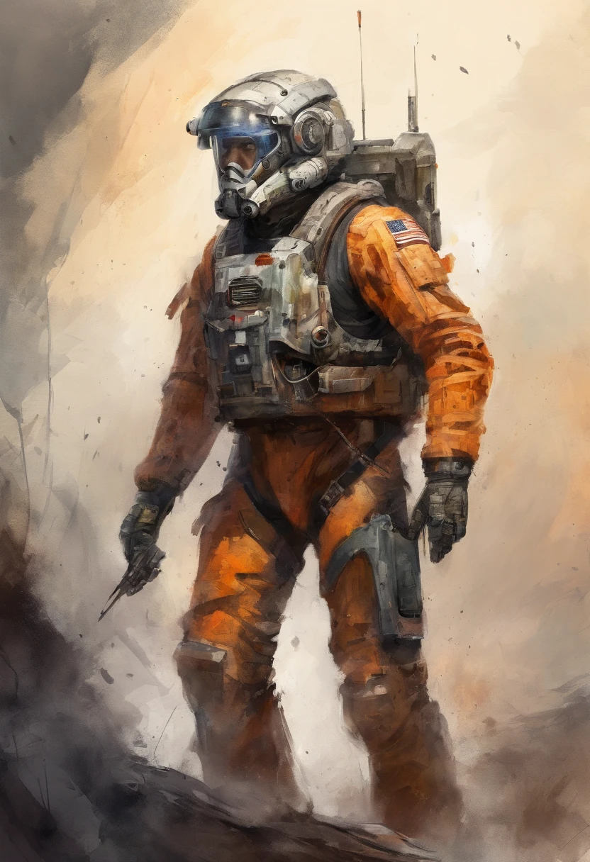 mech pilot, male, dark skin, white hair, tired, rule of thirds, high quality background, ultra detailed scenery, ultra sharp focus, perfect professional photo