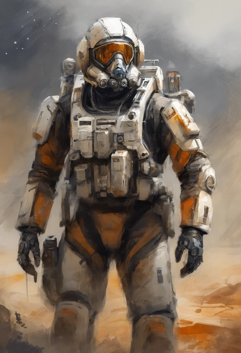 mech pilot, male, dark skin, white hair, tired, rule of thirds, high quality background, ultra detailed scenery, ultra sharp focus, perfect professional photo