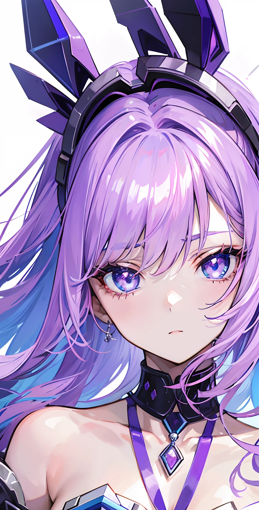 Pink-purple hair，Powder-blue pupils，Silver-blue pendant，A great beauty who captivates the country
