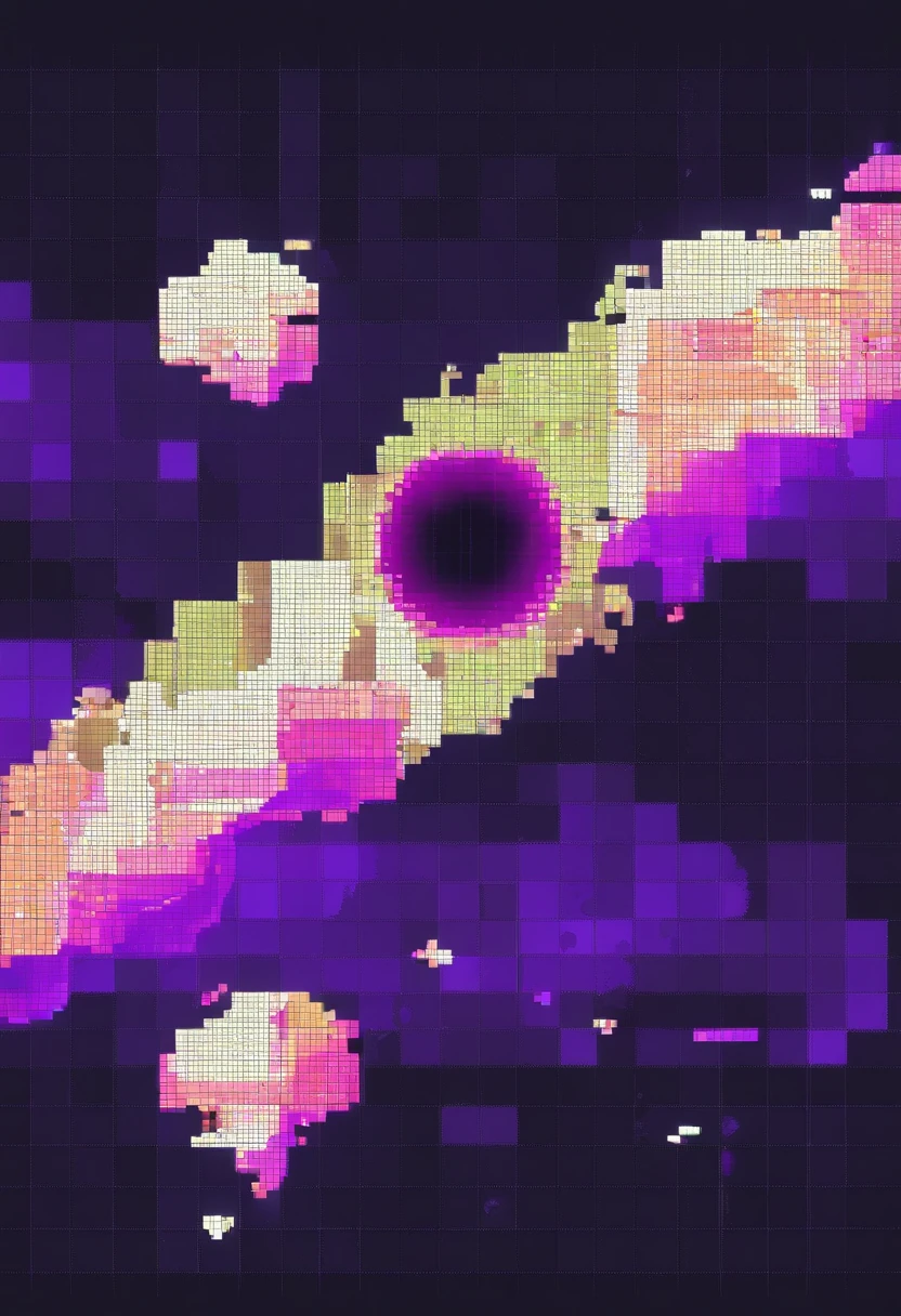 black hole, purple accretion disk, in the middle of space