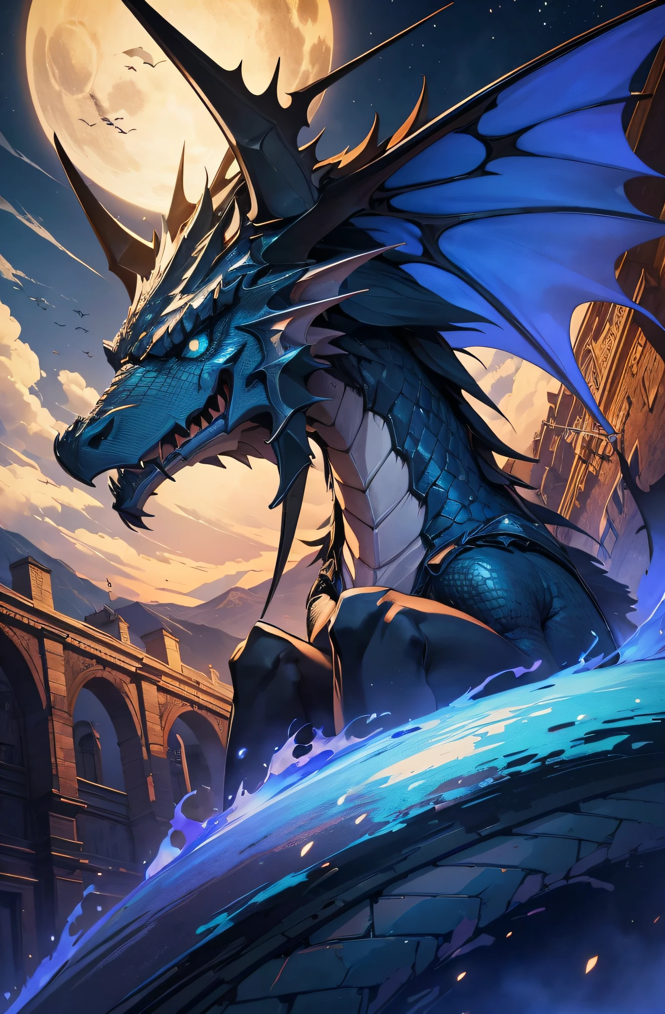 Meisterwerk, best quality, Nacht, Drache