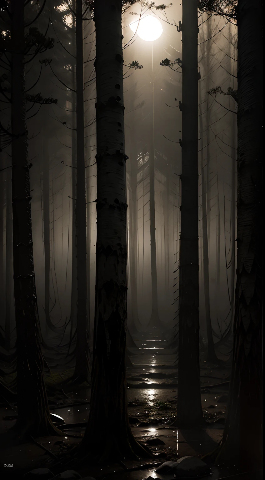 eerie image of an Indonesian forest at night