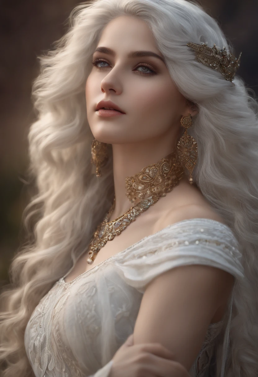 (extremely delicate and beautiful:1.2), 8k,(masterpiece:1.0),(best_quality:1.0), 1girl, mature woman, complex details, enlarged textures, complex details, finely detailed eyes and detailed face, intricate details, white hair, (closed mouth), perfect eyes, equal eyes, (goddess)