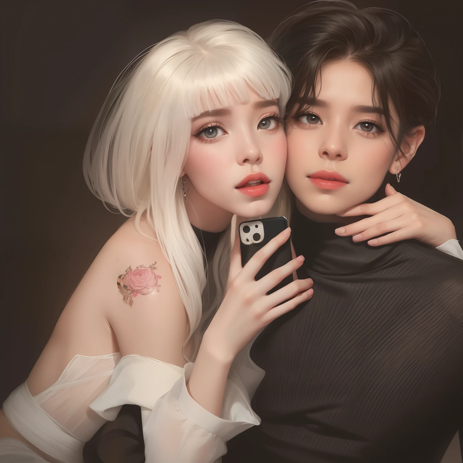 add long earrings,add rings