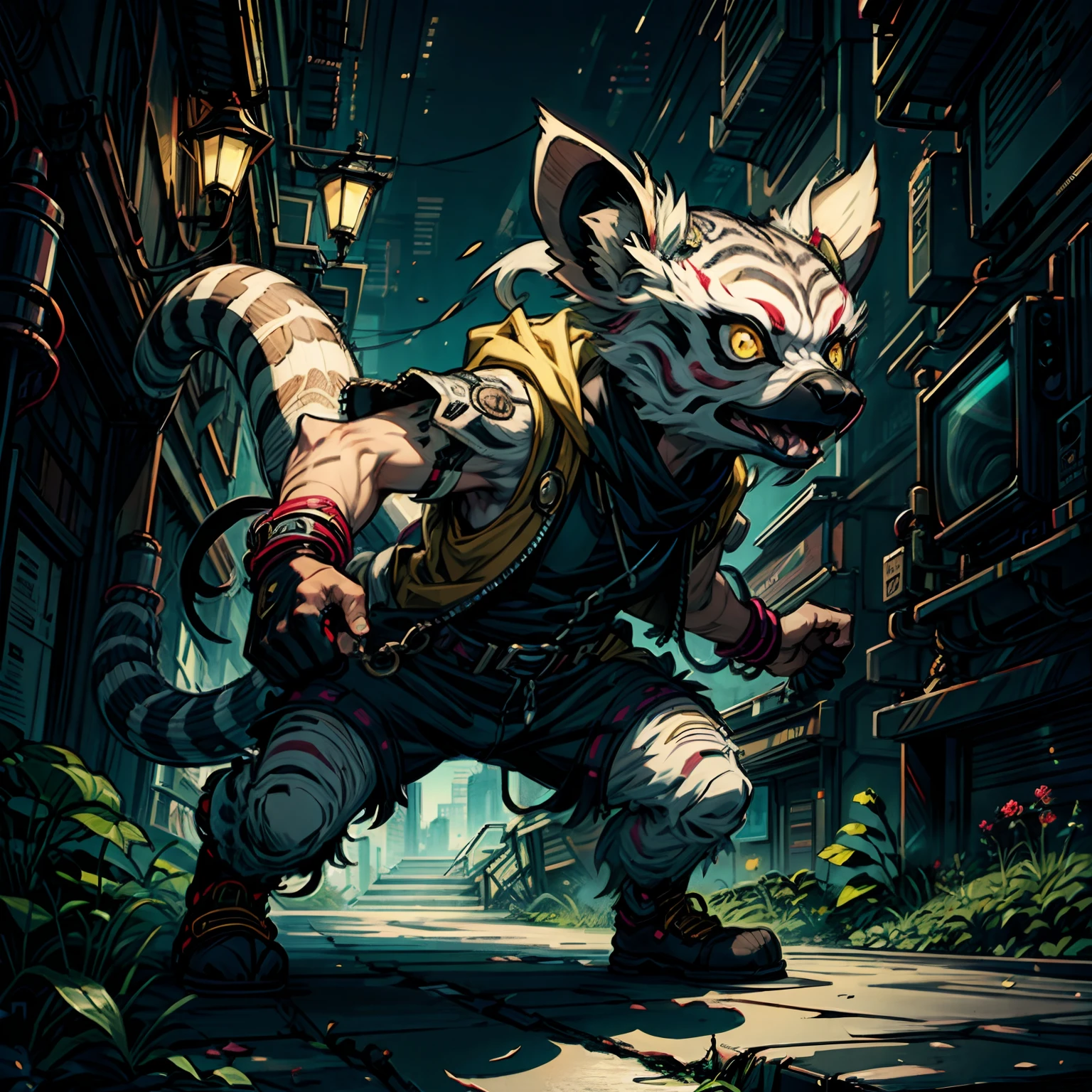 comics LEMUr shaman, by Katsuya Terada, HD, manga, toon avatar,shaman LEMUR, Katsuya Terada STYLE, POKEMON STYLE, LEMUR, YELLOW EYE, shamann, SNAKE skin ARMOR, SCALEs,LEMUR, YELLOW EYES, muppet, simple, stialized, chubby, , manga, contrast, full body dynamic poce, gear, goggles, hood, by Katsuya Terada, clean, compact, simple