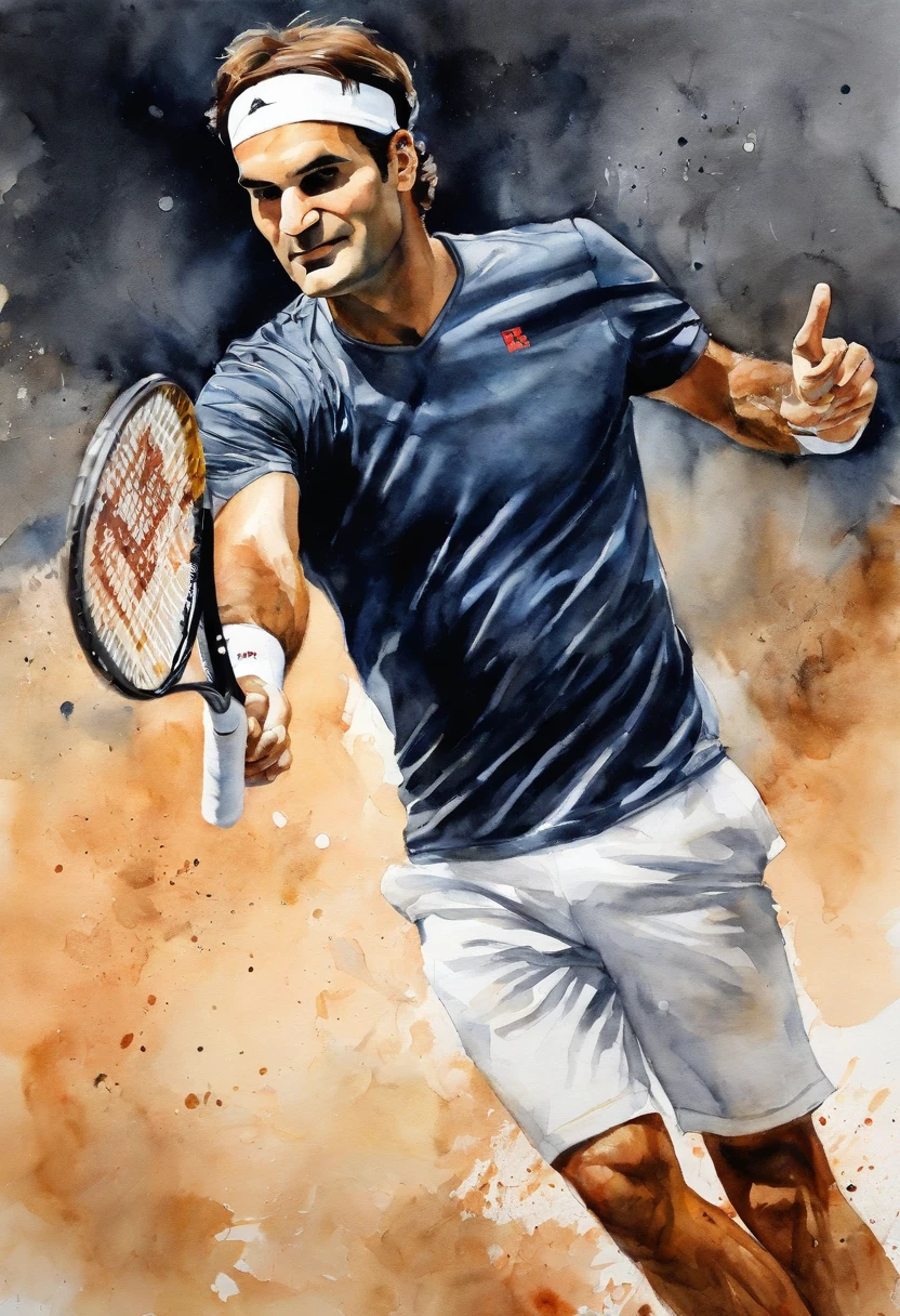 Roger Federer, tenis court, black shirt, upper boddy, front of the viewer