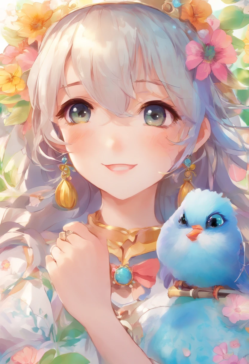 Best Quality,4K,8K,hight resolution,masutepiece:1.2),Ultra-detailed, in a house、Blue-feathered budgie、Budgerigars are singing、With a beautiful song、Round and cute black eyes,Beautiful detailed eyes,Sparkling eyes,Highlighted eyes,Soft blue eyes,Portraits,Subtle tones,Soft lighting