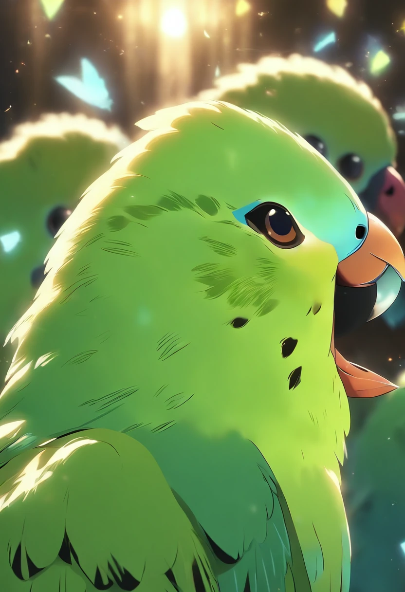 (best quality,4k,8k,highres,masterpiece:1.2),ultra-detailed,beautifully detailed eyes of a budgerigar,singing budgerigar,beautiful song,round and cute black eyes,gorgeous,subtle color tone,soft lighting