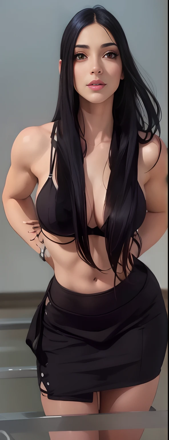 Un primer plano de una mujer con un bikini negro y falda, Tifa Lockhart, cuerpo sexy, Tifa, Tifa Lockheart, seductor retrato de Tifa Lockhart, Sexy cuerpo caliente, glamorosa Tifa Lockheart, Cuerpo atractivo, Thicc, Muscle, sexy girl, Cuerpo y cara sexy, Chica en forma, hermosa parte superior del cuerpo, 2 4  old female model