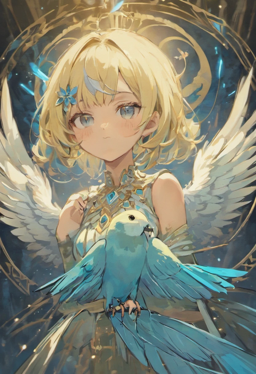 Singing budgie with blue feathers, Round and cute black eyes, And beautiful subtle tones. Budgerigar is exquisitely detailed and、Its plumage is of the highest quality. The artwork is highly detailed, Captures every intricate detail of budgerigar feathers and characteristics. The lighting is soft, Creates a calm and serene atmosphere. Images are rendered in high resolution (4K, 8K) To show off your masterpiece in all its glory.
