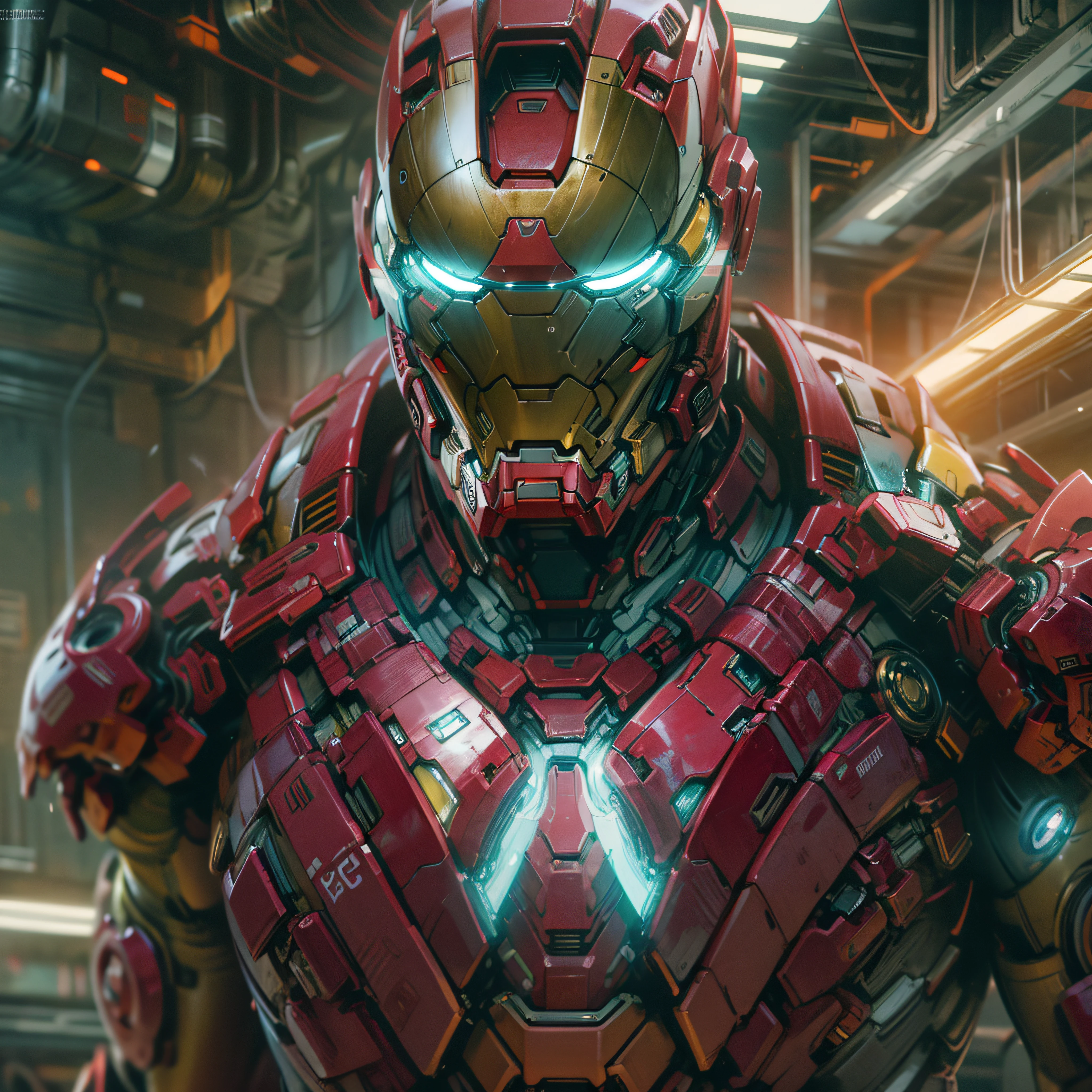 Iron Man DC Comics Cyber Punk Style (Masterpiece) (Best Quality) (Detailed) (8K) (HDR) (Wallpaper) (Cinematic Lighting) (Sharp Focus) (Intricate)