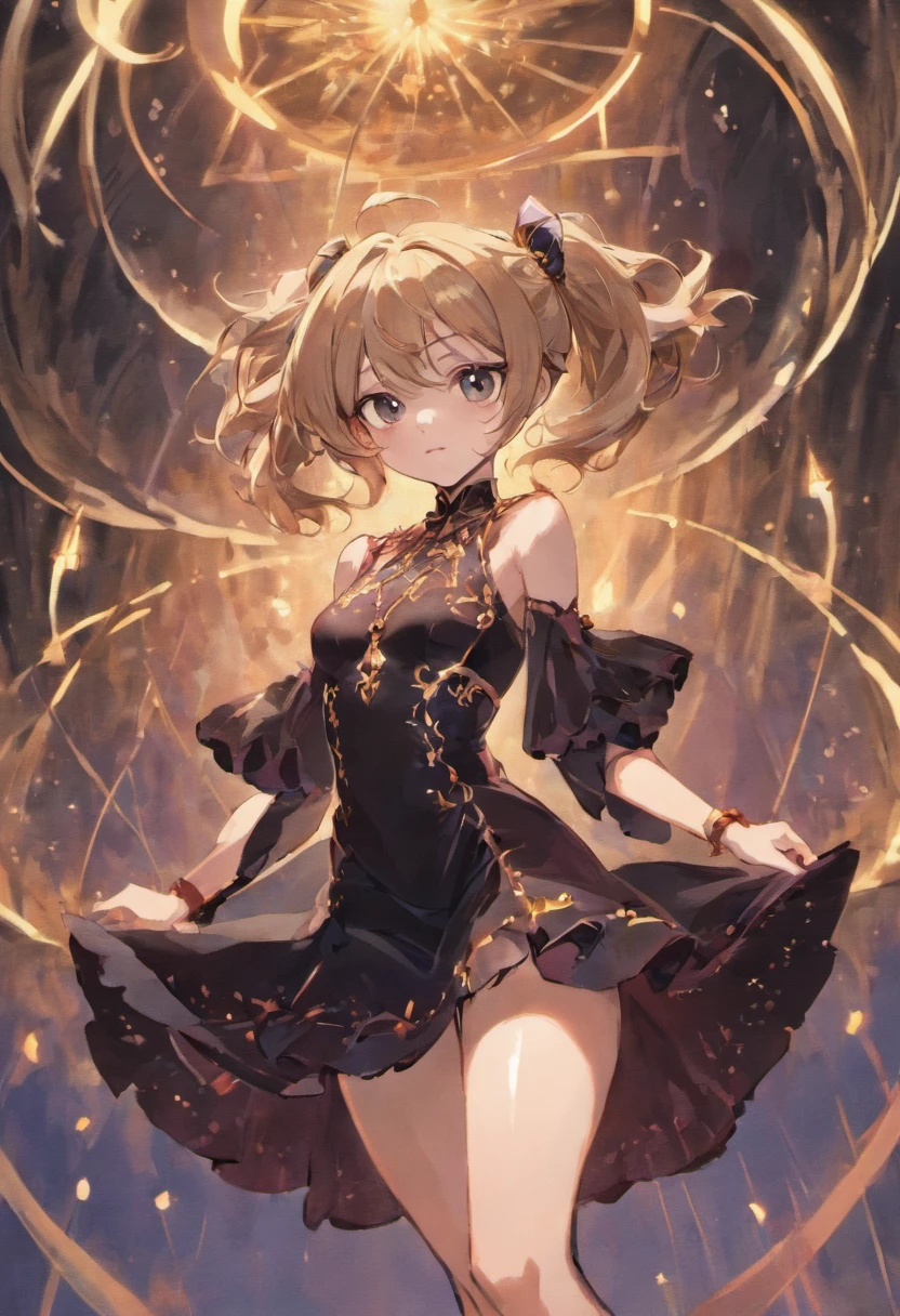 Royal sister,Black silk satin,Raised sexy,Dress revealingly cool,Bare chest,Slim legs,Full body photo,Delicate facial features,Straight limbs