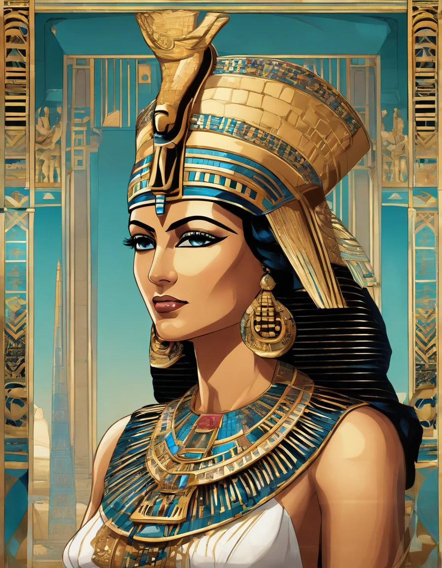 (highres,masterpiece:1.2),(realistic,photorealistic,photo-realistic:1.37),ancient atmosphere,royal Egyptian attire,A statue of the Egyptian queen Cleopatra, made of marble in a museum, full body, royal Egyptian clothing