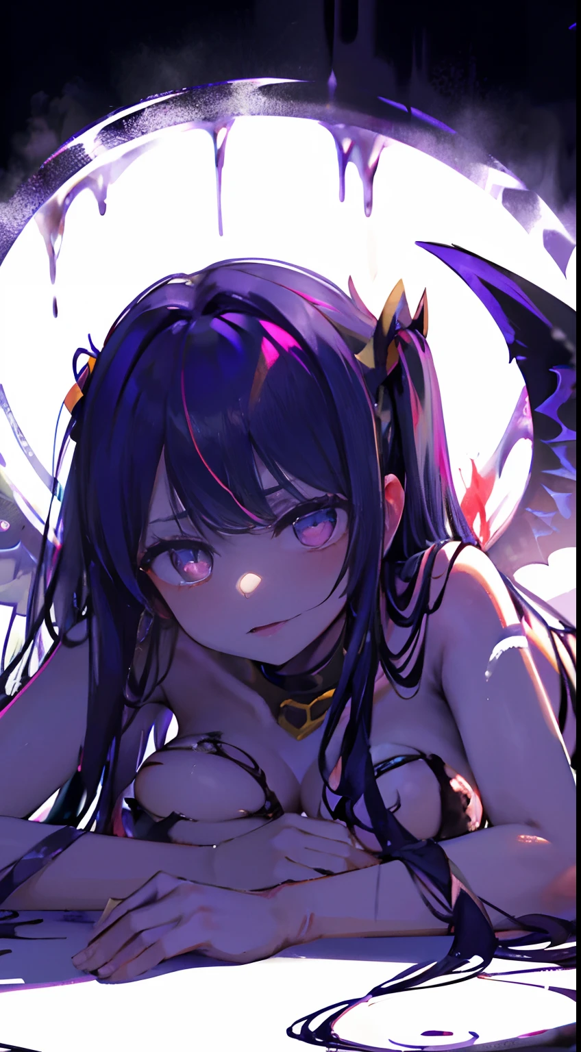 draw, depraved, Darkness, s girl, Wings, Evil,Sexy，Heteropupil,Viscous liquid all over the body,,Viscous liquid all over the body, juice,