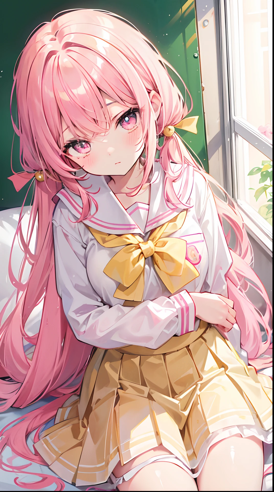 (((full body))), (((pnkserafuku))), (highest quality:1.2), alone, 1 girl, kotonoha akane, ((pink hair)), smile, looking at the viewer, hair ribbon, (((spread legs onbed))),(((vaginal,sex))),(((cum in pussy))),(((from above))), (((lying on bed))),(((white bed sheet))),(((lie on the pillow))),(((perfect anatomy))),(masterpiece:1.0),(Highest_quality:1.0),detailed,highly detailed,ultra detailed,extremely detailed CG,super high resolution,4k,super detailed, photograph,high resolution,8K,HDR,Highly detailed CG Unity 8k wallpaper,super detailed skin,detailed beautiful eyes,detailed beautiful face,detailed beautiful face and eyes,very detailed background,perfect,lighting,colorful, bright_front_face_lighting,shiny skin,(highly detailed background),looking at the viewer,(Focus on her face), solo, upper body, looking at viewer, upper angle, perfect quality, good quality, masterpiece, HDR, UHD missionary position,masterpiece,best quality,detailed,highly detailed,ultra detailed,extremely detailed CG,high resolution,8K,super detailed skin, ((detailed beautiful eyes)),detailed beautiful face,detailed beautiful face and eyes,very detailed background,highly detailed background,(front view),(((super big breasts))),looking at viewer,The girl's breasts aren't exposed at all., You can clearly see that she has very large breasts.,((kawaii)),((orgasm face)),