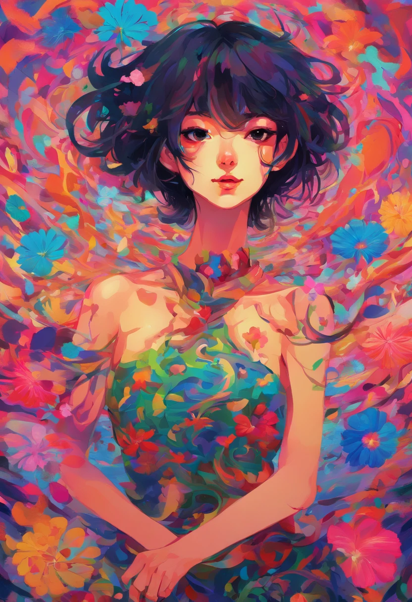 ((top-quality, 8K)), (Realistic), (Face Focus: 1.1), (black: 1.3), Kawaii Girl, short-hair,
Hair fluttering in the wind, Facing to the side, Look up at your face, Eyes closed, (Sleeveless: 1.1)、Skirt, D Cup Breasts,Countless petals are falling