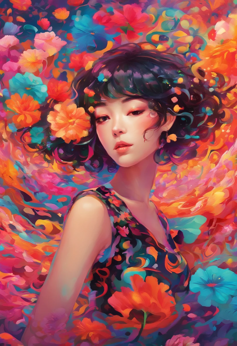 ((top-quality, 8K)), (Realistic), (Face Focus: 1.1), (Black: 1.3), Kawaii Girl, short-hair,
Hair fluttering in the wind, Facing to the side, Look up at your face, Eyes closed, (Sleeveless: 1.1)、Skirt, D Cup Breasts,Countless petals are falling