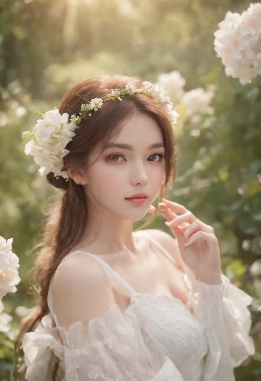 anime girl in a white dress holding a flower in a garden, beautiful anime artwork, beautiful anime art, guweiz on pixiv artstation, guweiz on artstation pixiv, beautiful anime, by Yang J, a beautiful artwork illustration, beautiful anime portrait, artwork in the style of guweiz, anime fantasy artwork, anime art wallpaper 4 k