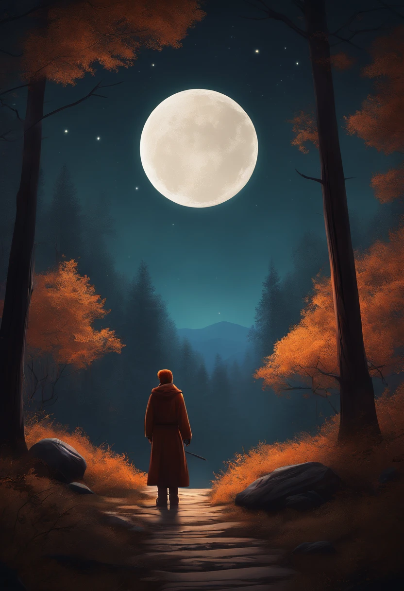 (Masterpiece, Best quality, 2D illustration, 2D, best of artstation),stickfigure，themoon