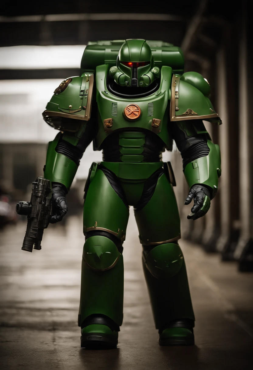 Shaquille o'neal como Um Astartes space marine ,altamente realista, em sua armadura Power armor Cor verde, Ultra realismo, best quality, altos detalhes, Warhammer40k