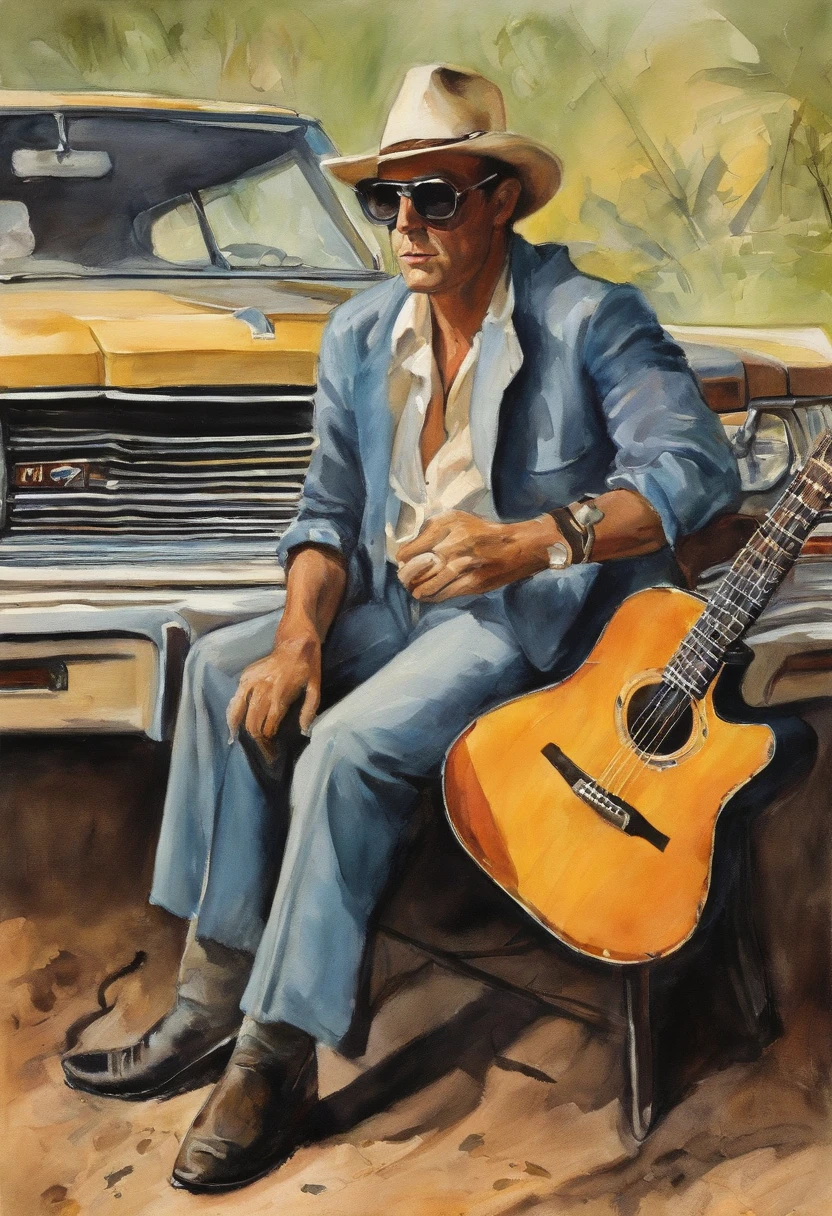 Arafed man sitting in the back of a car playing a guitar, carregando uma guitarra, Brasil, Neil Jovem, Leonardo Cohen, fotografia promocional, 1976, 1 9 7 6, Estreito de George, an album cover, Directed by: Ray Parker, hunter s thompson, O guitarrista, 1978, 1 9 7 8, 1972, cores vibrantes.Arafed man sitting in the back of a car playing a guitar, carregando uma guitarra, Neil Jovem, Leonardo Cohen, fotografia promocional, 1976, 1 9 7 6, Estreito de George, an album cover, Directed by: Ray Parker, hunter s thompson, O guitarrista, 1 9 7 2, 1 9 7 8, 1972