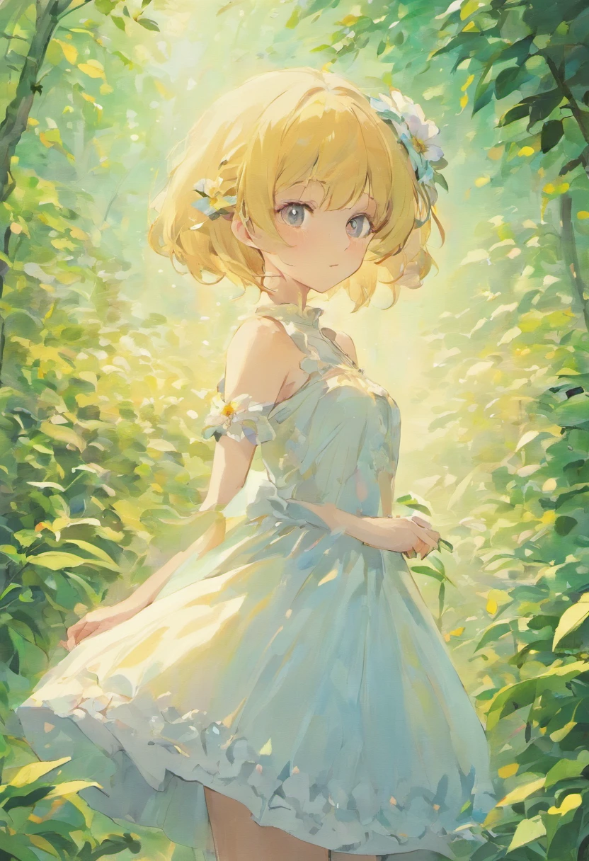 anime girl in a white dress holding a flower in a garden, beautiful anime artwork, beautiful anime art, guweiz on pixiv artstation, guweiz on artstation pixiv, beautiful anime, by Yang J, a beautiful artwork illustration, beautiful anime portrait, artwork in the style of guweiz, anime fantasy artwork, anime art wallpaper 4 k