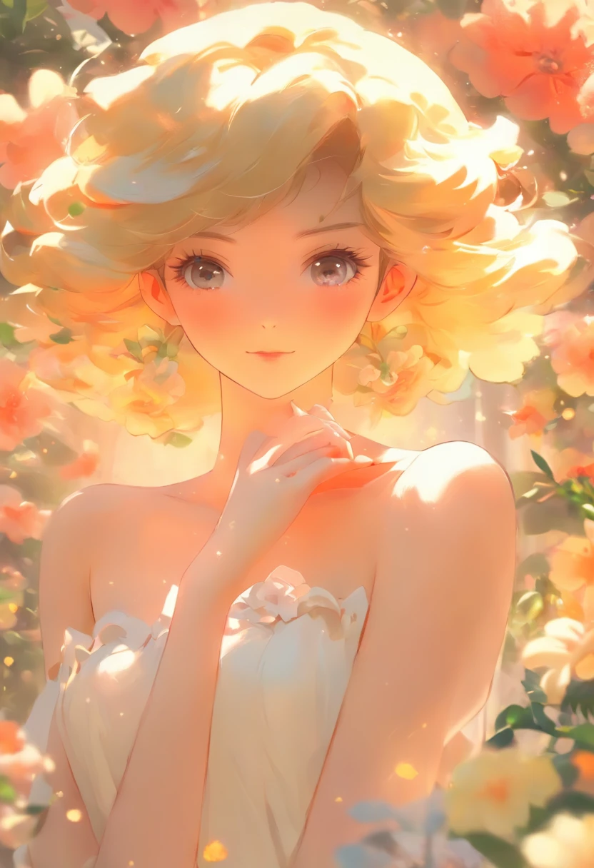 anime girl in a white dress holding a flower in a garden, beautiful anime artwork, beautiful anime art, guweiz on pixiv artstation, guweiz on artstation pixiv, beautiful anime, by Yang J, a beautiful artwork illustration, beautiful anime portrait, artwork in the style of guweiz, anime fantasy artwork, anime art wallpaper 4 k