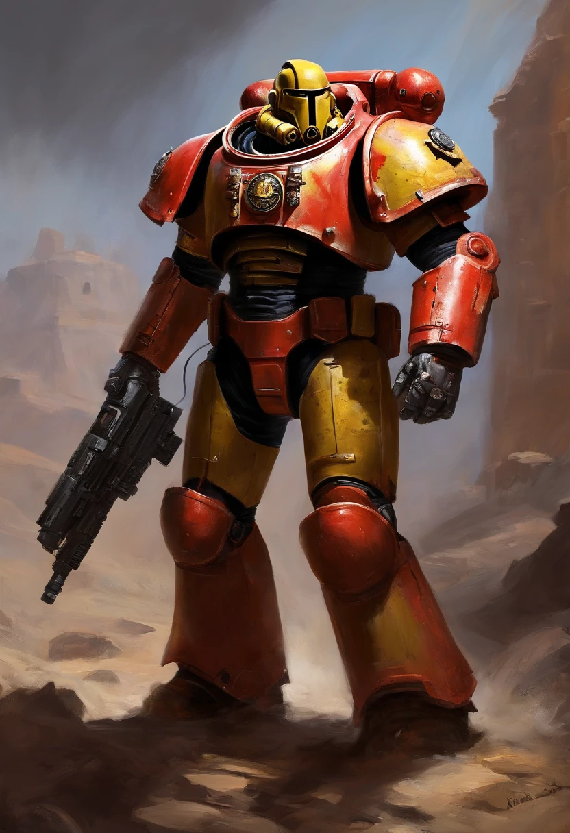 Vin diesel lcomo Um Astartes space marine, altamente realista, em sua armadura Power armor Cor vermelha, Ultra realismo, best quality, Warhammer40k