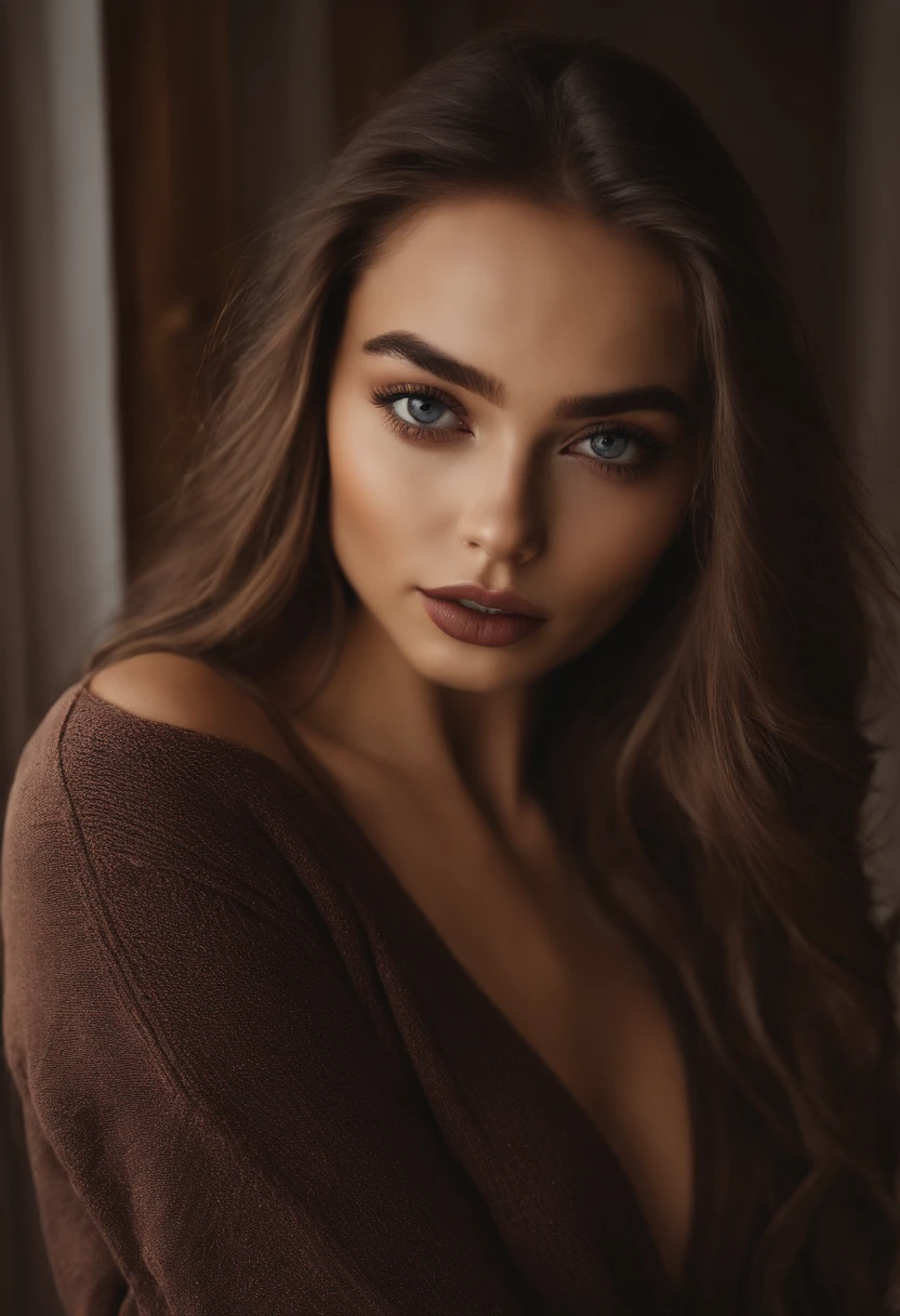 Arafed Mujer sin ropa, Chica sexy con ojos marrones, Retrato Sophie Mudd, brown hair and large eyes, selfie de una mujer joven, Ojos del dormitorio, Violeta Myers, sin maquillaje, Maquillaje natural, Turning to look at the camera, cara con artgram, maquillaje sutil, Impresionante foto de cuerpo completo, En el dormitorio, sexy, lindo trasero, Desnuda