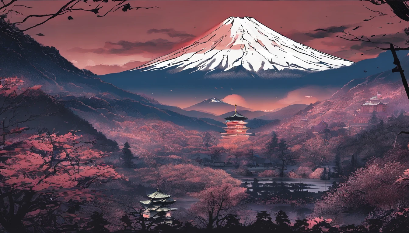 Mt fuji、morning glow、grand、Dynamic landscapes、midwinter、a picture、realisitic