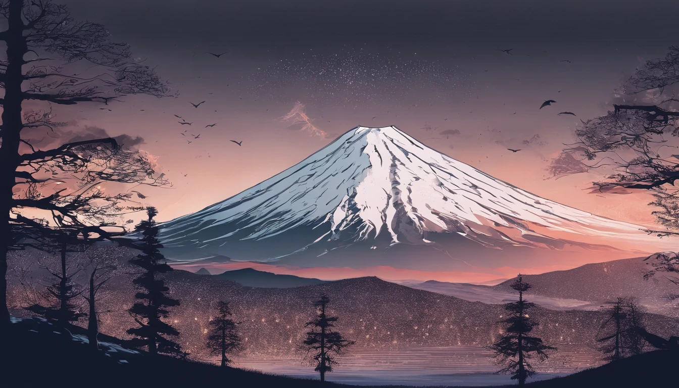 Mt fuji、morning glow、grand、Dynamic landscapes、midwinter、a picture、realisitic