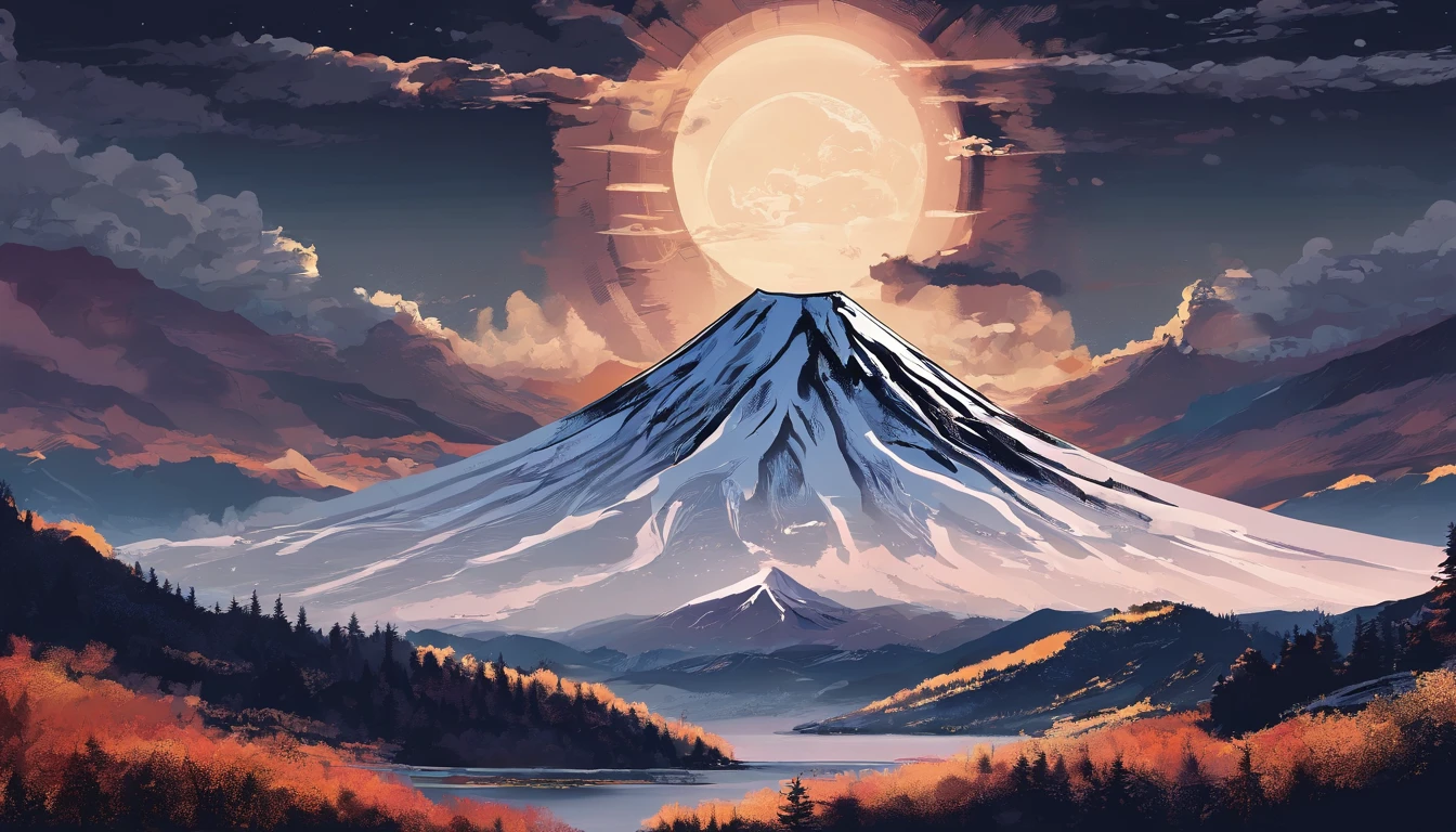 Mt fuji、morning glow、grand、Dynamic landscapes、midwinter、a picture、realisitic
