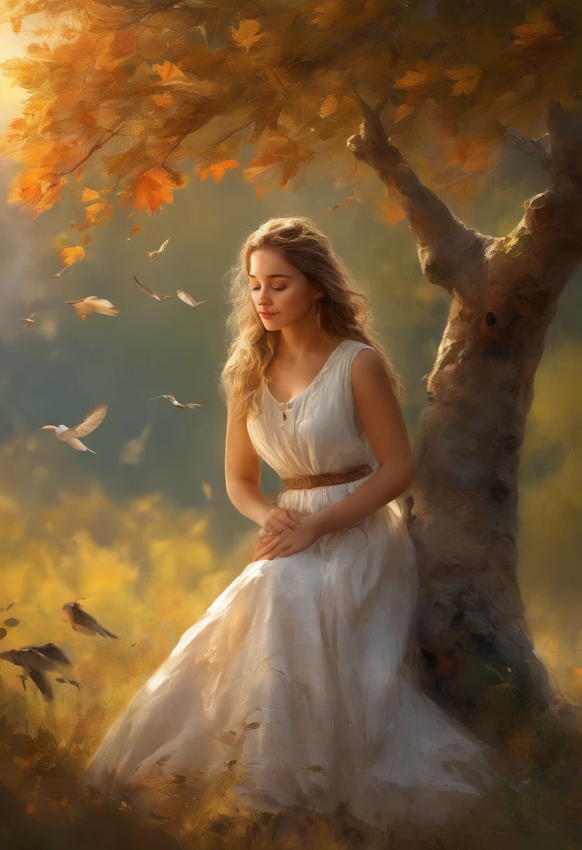 Bolota Sally,1girl,alone, outdoors,tree,sky,skirt,cloud,brown, fur,Golden Hour, lens flare,scenic,school uniform,sun,wind,long sleeves, animal nose, detailed eyes, detailed lips, beautiful face, slight smile, natural pose, green grass, soft breeze, vibrant colors, sunlight filtering through the leaves, tranquil atmosphere, girl's hair gently swaying, lively and animated expression, sense of serenity, distant mountain range, chirping birds, rustling leaves, delicate features, whimsical vibe, flowing skirt, playful energy. 

(best quality,4k,8k,highres,masterpiece:1.2),ultra-detailed,(realistic,photorealistic,photo-realistic:1.37), HDR, UHD, studio lighting, ultra-fine painting, sharp focus, physically-based rendering, extreme detail description, professional, vivid colors, bokeh, portraits, landscape, photography.